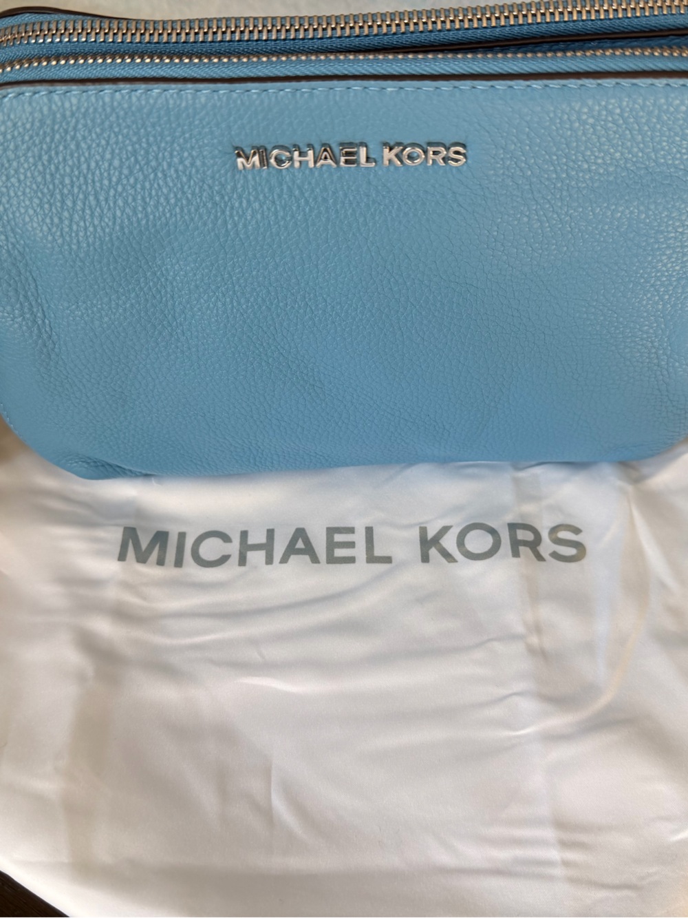 Michael Kors Sky Blue Pebbled Leather Crossbody